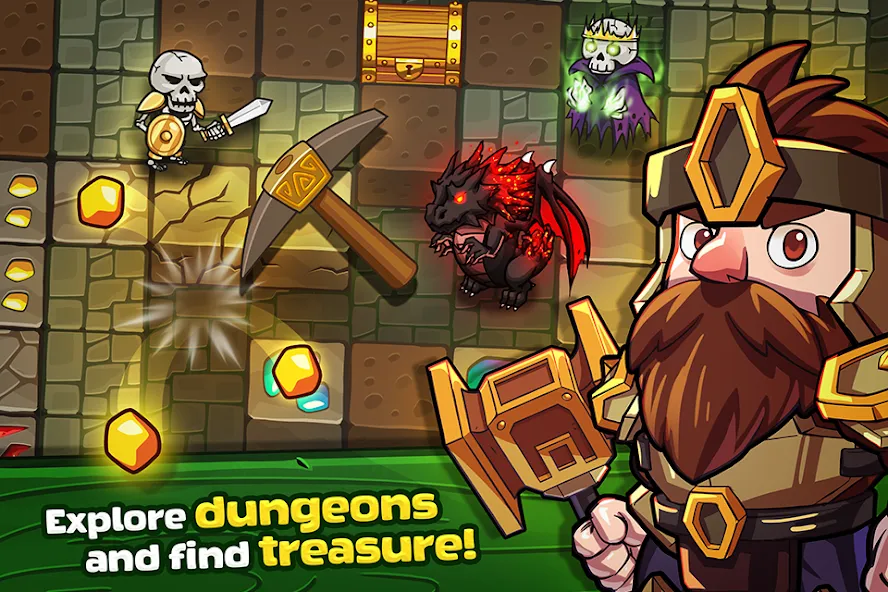 Mine Quest: Battle Dungeon RPG (Майн Квест)  [МОД Бесконечные монеты] Screenshot 1