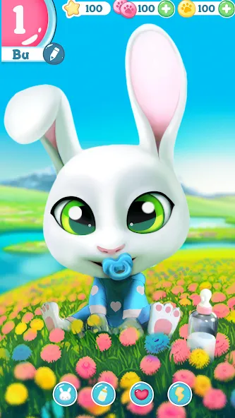 Bu Bunny - Cute pet care game  [МОД Много денег] Screenshot 1