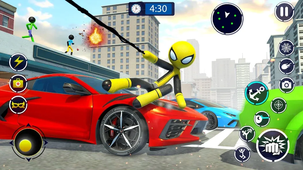 Spider Stickman Rope Hero Game  [МОД Много монет] Screenshot 1