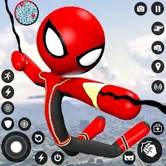 Скачать взломанную Spider Stickman Rope Hero Game  [МОД Много монет] - полная версия apk на Андроид