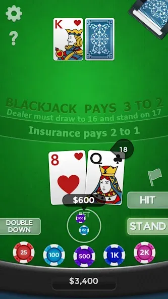 Blackjack 21  [МОД Много монет] Screenshot 2