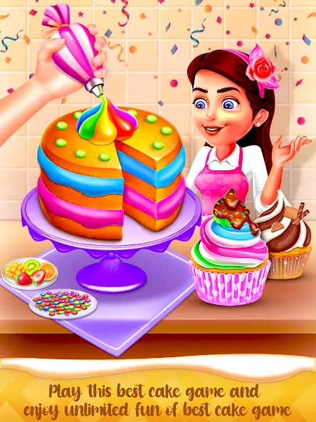 Cake Maker Cooking Cake Games (Кейк Мейкер кулинарные игры на приготовление тортов)  [МОД Много монет] Screenshot 1