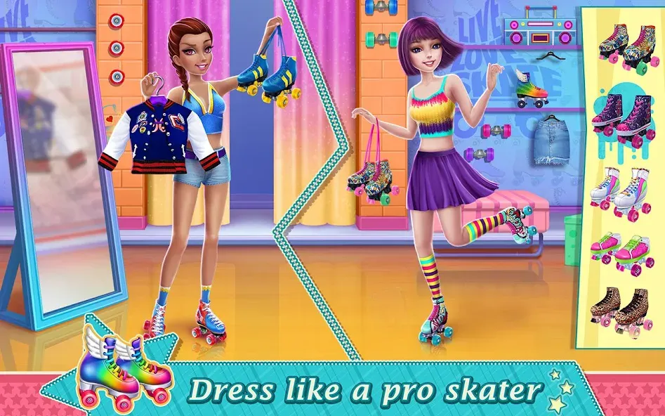 Roller Skating Girls  [МОД Бесконечные монеты] Screenshot 1