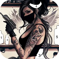 Взломанная Tattoo Coloring games  [МОД Menu] - стабильная версия apk на Андроид