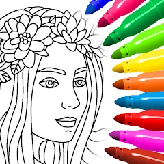 Взлом Coloring for girls and women  [МОД Menu] - полная версия apk на Андроид