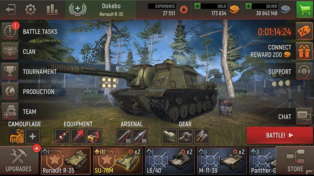 Battle Tanks: Tank Games WW2 (Бэтл Тэнкс)  [МОД Много денег] Screenshot 4