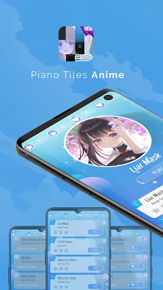 Piano Anime Tiles Music (Пиано Аниме Плитки Музыка)  [МОД Много монет] Screenshot 1