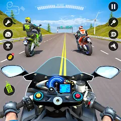 Взломанная Moto Traffic Bike Race Game 3d (Мото Трафик Байк Рейс Гейм 3д)  [МОД Все открыто] - полная версия apk на Андроид