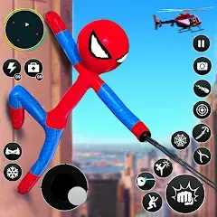 Взломанная Flying Stickman Rope Hero Game  [МОД Menu] - стабильная версия apk на Андроид