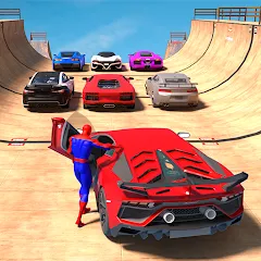 Взлом Superhero Car: Mega Ramp Games (Рамп Кар Гейм)  [МОД Много монет] - последняя версия apk на Андроид