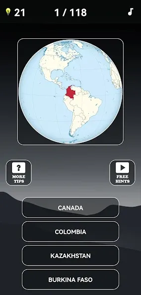 Guess the World Map Quiz  [МОД Бесконечные монеты] Screenshot 1