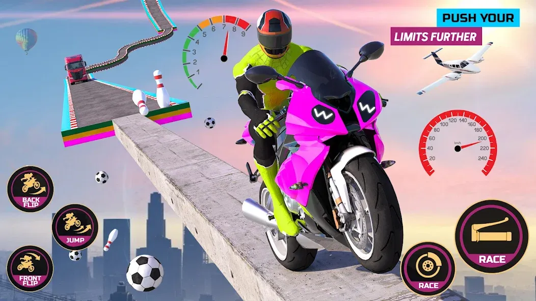 Racing Bike Stunt Games Master (Гонки на мотоциклах Мастер игр в трюки)  [МОД Menu] Screenshot 1