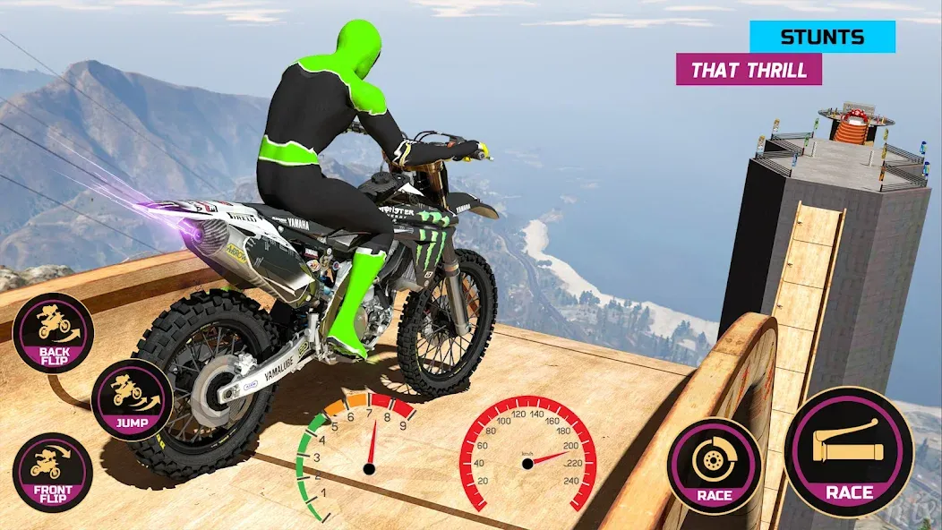 Racing Bike Stunt Games Master (Гонки на мотоциклах Мастер игр в трюки)  [МОД Menu] Screenshot 2