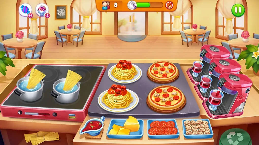 Cooking Restaurant Food Games  [МОД Бесконечные монеты] Screenshot 2