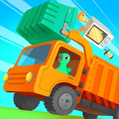 Взломанная Dinosaur GarbageTruck:for kids  [МОД Unlocked] - стабильная версия apk на Андроид