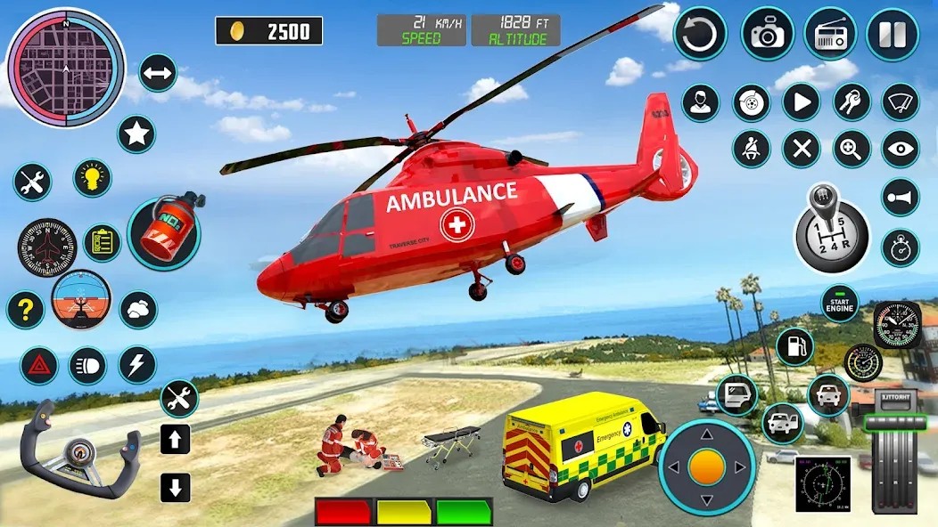 Heli Ambulance Simulator Game  [МОД Unlimited Money] Screenshot 2