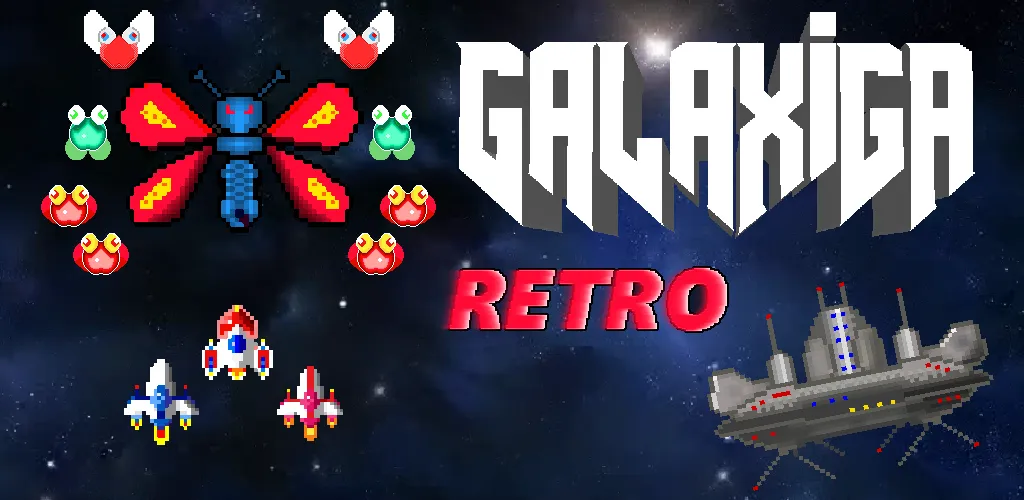 Galaxiga Retro Arcade Action (Галаксига Ретро Аркейд Экшн)  [МОД Много денег] Screenshot 1