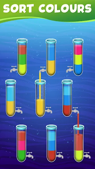 Water Sort Color Sorting games (Вотер Сорт Колор Сортинг гейм)  [МОД Много монет] Screenshot 2