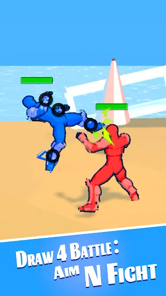 Draw 4 Battle: Aim N Fight (Драв 4 Баттл)  [МОД Много монет] Screenshot 1