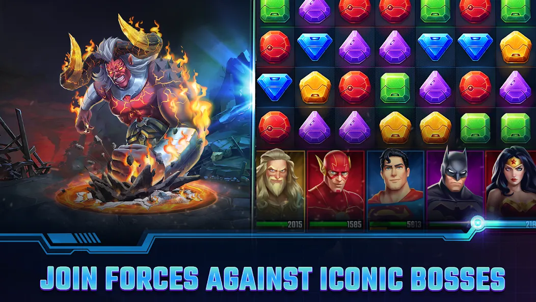 DC Heroes & Villains: Match 3  [МОД Бесконечные монеты] Screenshot 4