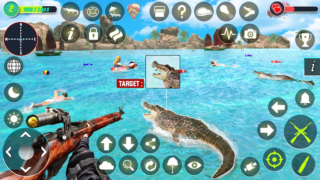 Crocodile Hunting Animal Games (Крокодил Охота Игры с животными)  [МОД Много денег] Screenshot 5