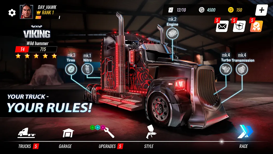 Big Rig Racing: Drag racing (Биг Риг Рейсинг)  [МОД Бесконечные деньги] Screenshot 1