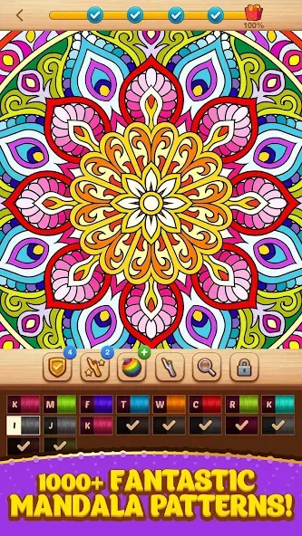 Cross Stitch Coloring Mandala (Кроссстиль раскрашивание мандала)  [МОД Mega Pack] Screenshot 1