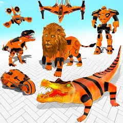 Скачать взломанную Robot Game Transform Crocodile  [МОД Menu] - стабильная версия apk на Андроид
