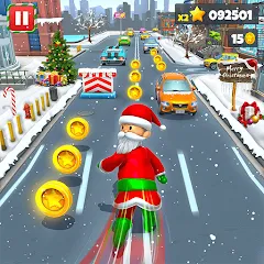 Взломанная Xmas Santa Surfer Running Game (Ксмас Санта Серфер Раннинг Гейм)  [МОД Все открыто] - стабильная версия apk на Андроид