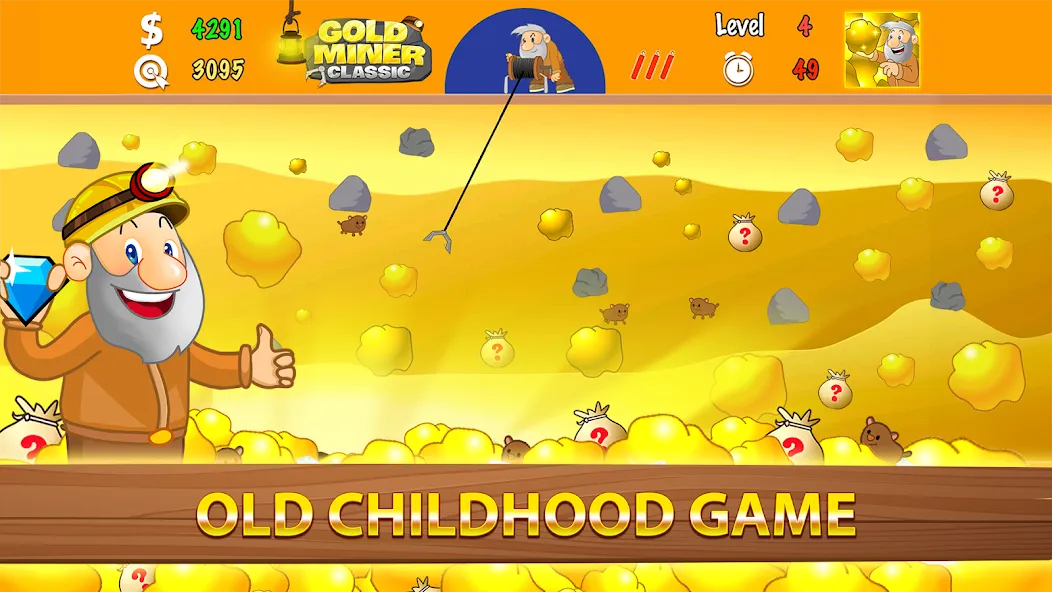 Gold Miner Classic: Gold Rush (Голд Майнер Классик)  [МОД Бесконечные деньги] Screenshot 1