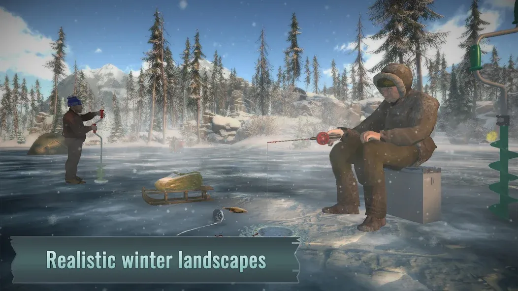 Ice fishing game. Catch bass.  [МОД Меню] Screenshot 1