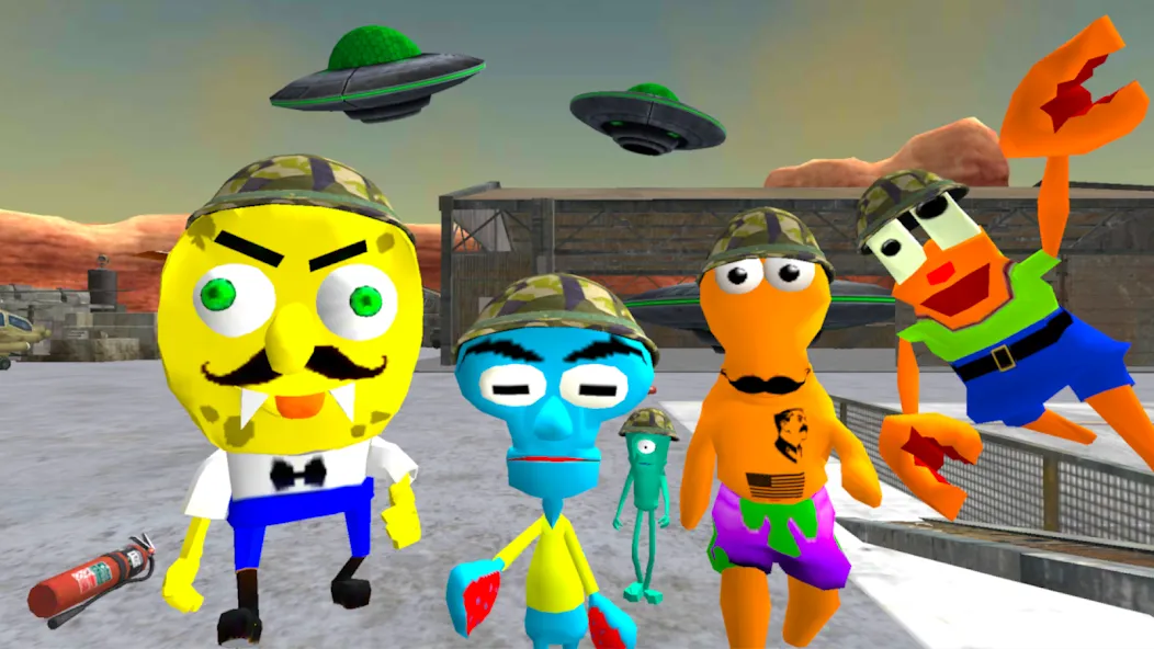 Sponge Area 51. Neighbor Alien  [МОД Все открыто] Screenshot 1