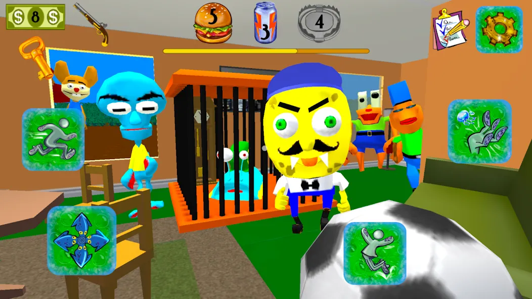 Sponge Neighbor Escape 3D (Спонж Сосед Побег 3D)  [МОД Бесконечные монеты] Screenshot 2