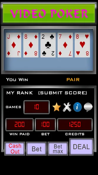 Video Poker (Видео Покер)  [МОД Бесконечные монеты] Screenshot 1