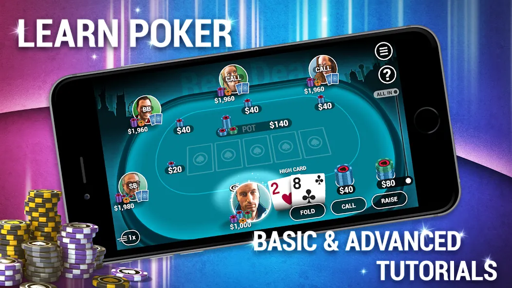 Learn How To Play Texas Poker  [МОД Много монет] Screenshot 1