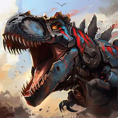 Скачать взломанную Mech War: Jurassic Dinosaur (Мех Батл)  [МОД Много монет] - полная версия apk на Андроид