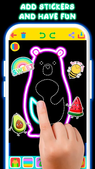 Drawing For Kids - Glow Draw  [МОД Много денег] Screenshot 2