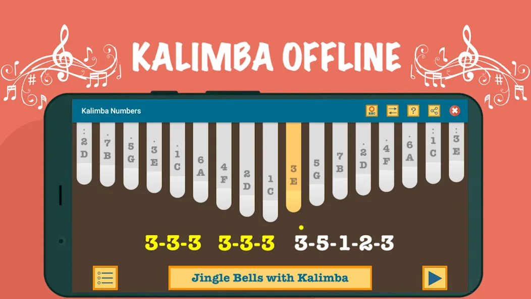 Kalimba App With Songs Numbers (Калимба приложение с песнями и цифрами)  [МОД Menu] Screenshot 2