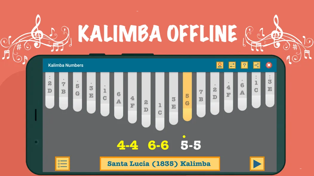 Kalimba App With Songs Numbers (Калимба приложение с песнями и цифрами)  [МОД Menu] Screenshot 4